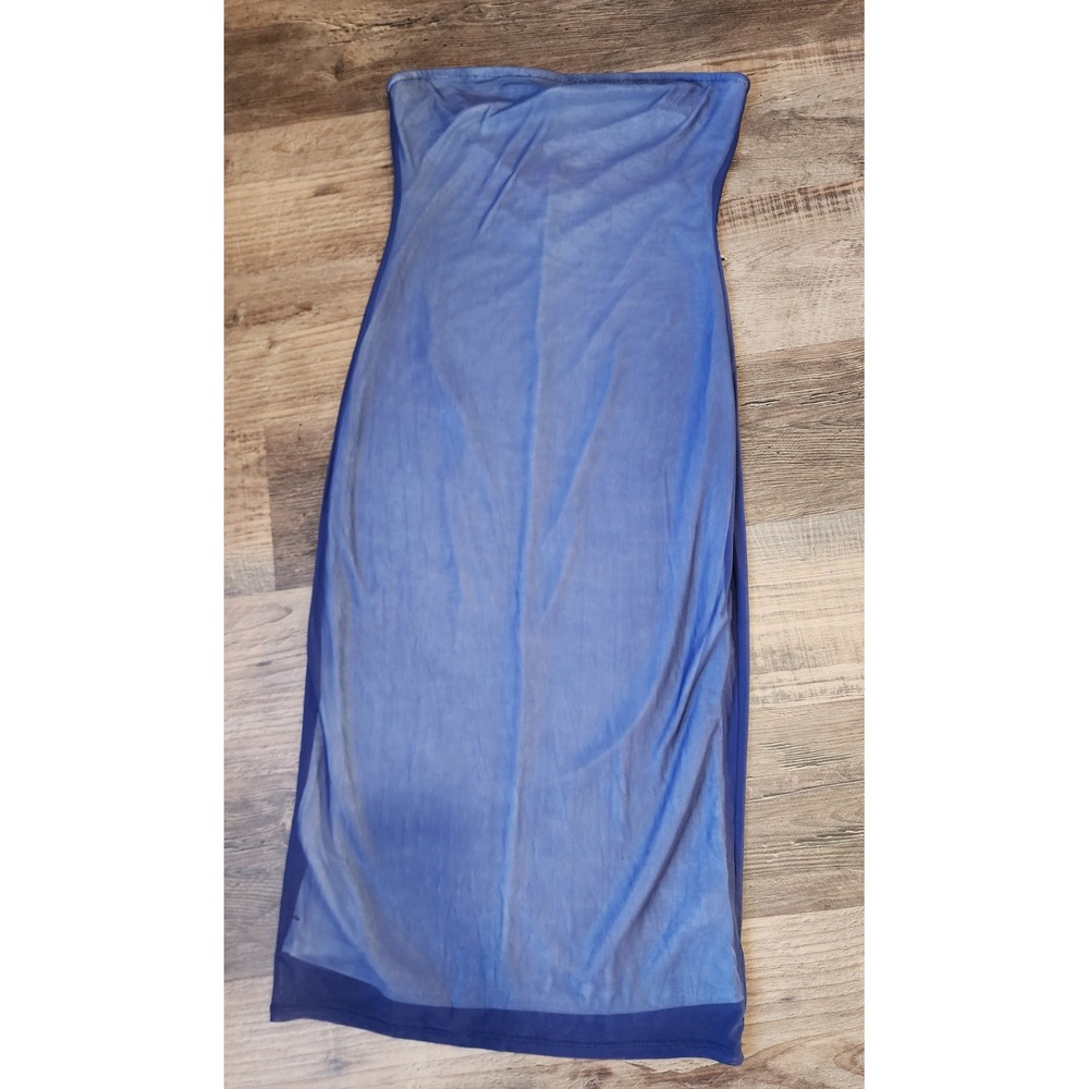 Wild Fable Dress Tube Midi Mesh Sleeveless Form Fit Blue Size M Y2K